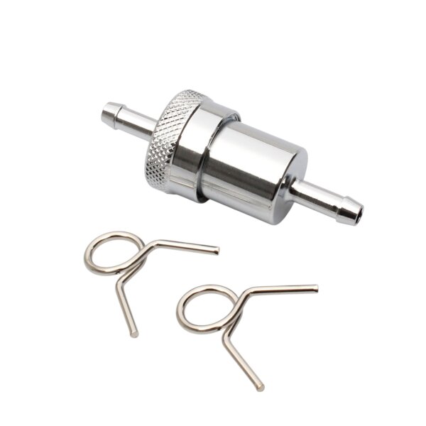 Petrol filter Fuel filter chrome metal 6 mm