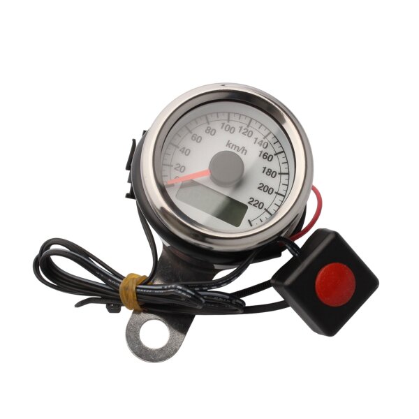 Electronic tachometer 0-240 km/h 48 mm white dial K=1.4