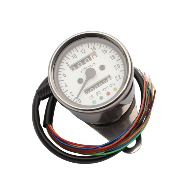 Mechanical tachometer 0-22 (0-220 km/h) 60 mm white dial K=1.4