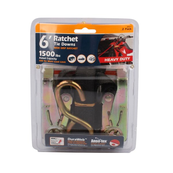Lashing strap set with ratchet black 180 cm
