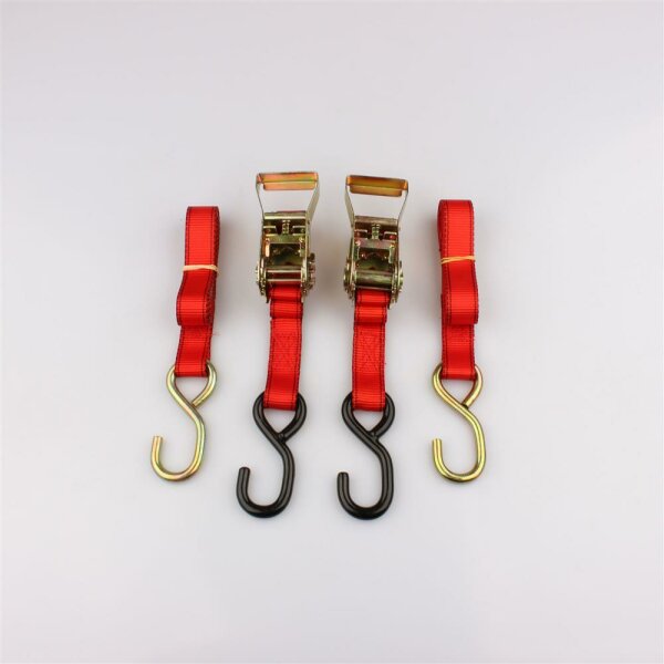 Lashing strap set with ratchet red 180 cm