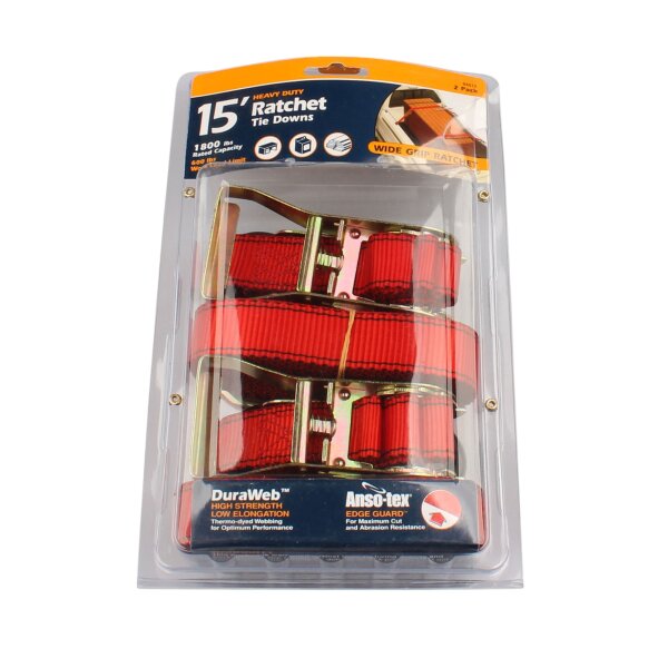 Lashing strap set with ratchet red 450 cm