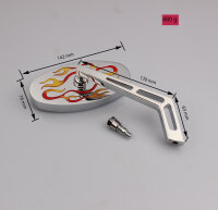 Mirror rear view mirror chopper right universal cat eye flames M10 thread