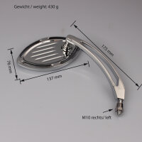 Mirror rear view mirror chopper left universal M10 thread oval shape