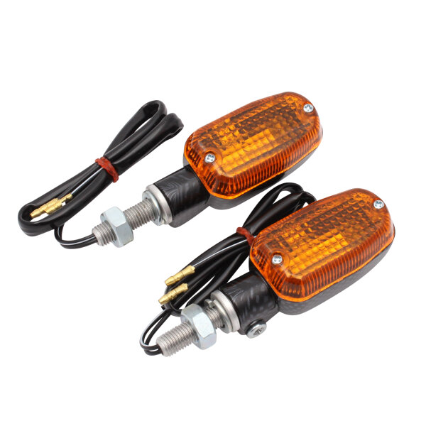 Motorcycle Mini Turn Signal Long Metal Carbon Look UNIVERSAL 12V 23W