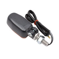 Motorcycle Mini Turn Signal Long Metal Carbon Look UNIVERSAL 12V 23W