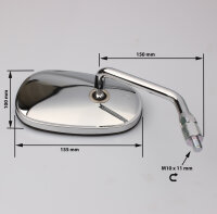 Espejo par cromado para Kawasaki VN 900 Classic B /C # 56001-0282 56001-0283