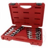 JMP ratchet ring wrench open-end wrench set 12-piece, extra short, with changeover