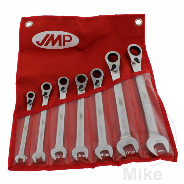 JMP ratchet ring wrench open-end wrench set 7 pieces, with changeover