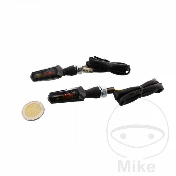 Mini turn signal pair JMP SHADOW with position light E-mark LED M8 connection