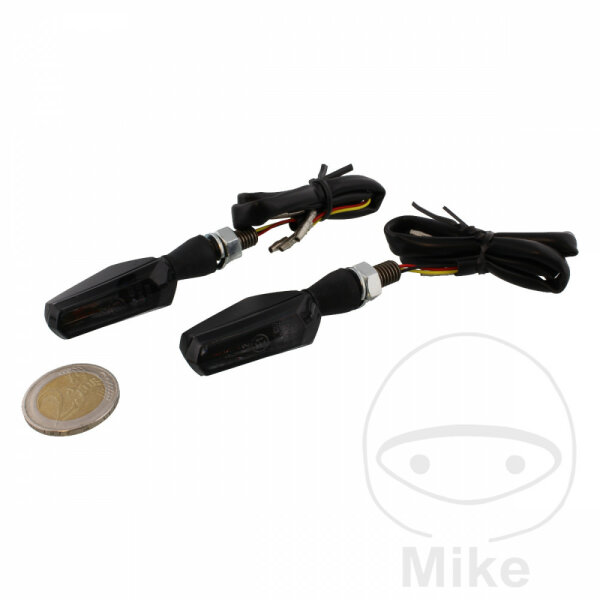 Paire de mini-clignotants SHADOW avec feu-stop arrière Marque dhomologation E LED