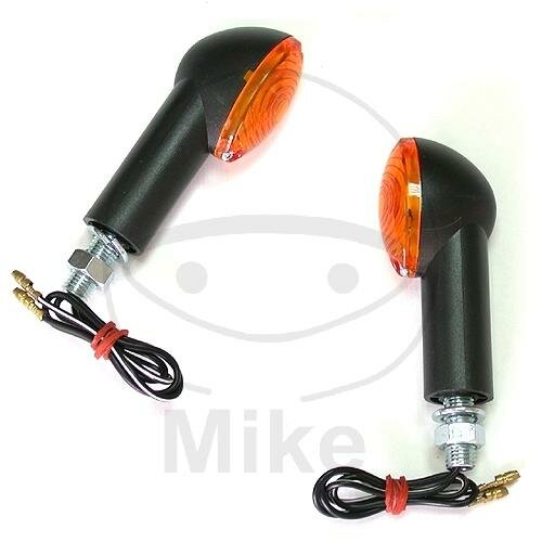 Mini par de intermitentes JMP CATEYE negro largo vidrio amarillo E-mark 12V 21W