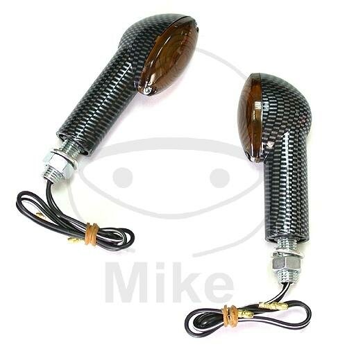 Coppia di mini indicatori JMP CATEYE carbon look lunghi E-mark 12V 21W