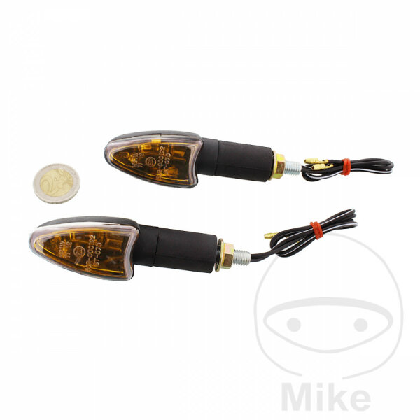 Mini par de indicadores JMP TRIUMPH 2 de carbono de vidrio ahumado largo E-mark 12V 21W
