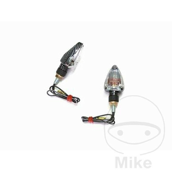 Mini turn signal pair JMP TRILOOK short carbon clear glass E-mark 12V 21W