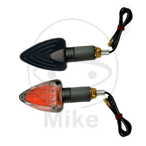 Mini par de intermitentes JMP TRILOOK largos de cristal negro transparente 12V 21W