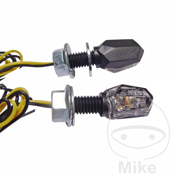 Paire de mini-clignotants JMP MINI 3 noirs en verre transparent LED M8 connexion