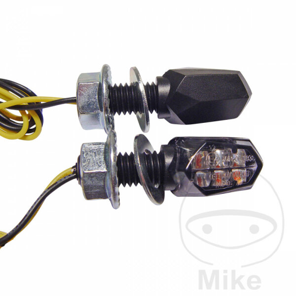 Coppia di mini-indicatori JMP MINI 3 LED neri in vetro fumé E-mark