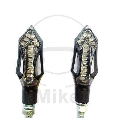 Mini par de indicadores JMP JAVELIN negro de cristal transparente LED conexión M8