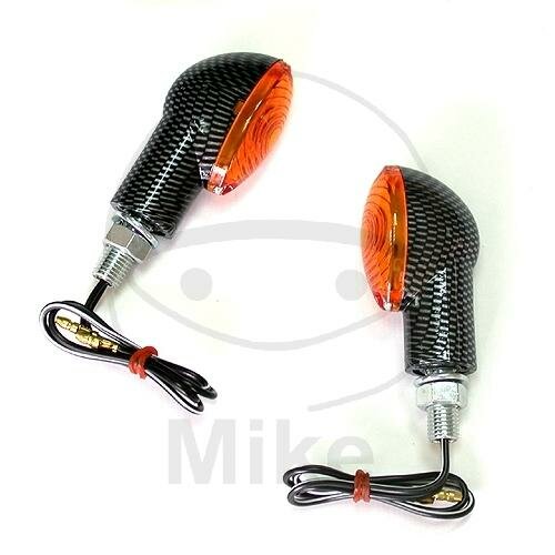 Coppia di mini indicatori JMP CATEYE carbon short E-mark 12V 21W Attacco M10