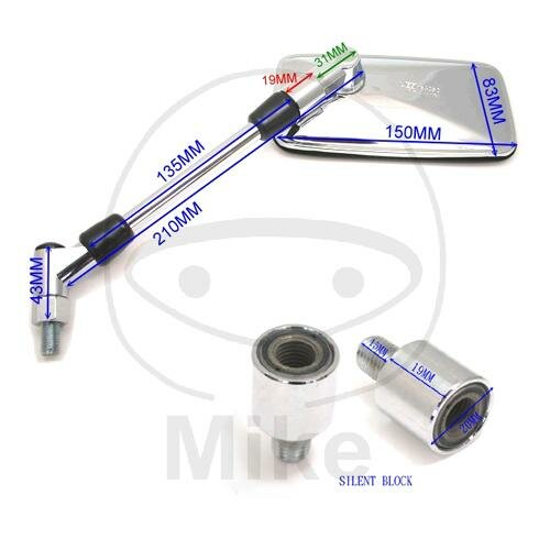 Mirror chrome left or right JMP for Suzuki TU 125 AN 250 400 Burgman GSF 650 1200 1250