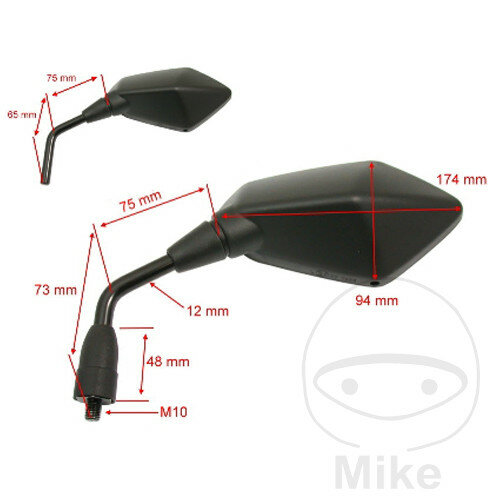 Specchio nero sinistro JMP per Kawasaki Z 750 1000