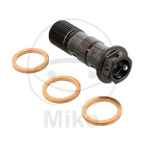 Banjo bolt double M10x1,00 titanium black for Ducati 1098 1198 Suzuki GSF 600 1200 GSX 600 750 SV 650
