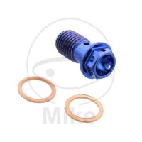 Banjo bolt single M10x1,25 Titan Racing blue for Ducati...