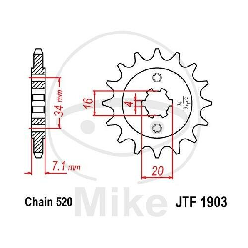 Pignone 14 Denti Divisione 520 per KTM Duke 125 200 RC 125 200
