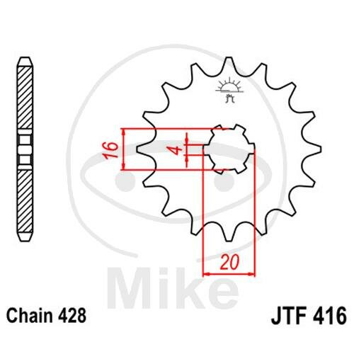Pignone 15 Denti Divisione 428 grobverzahnt Innendurchmesser 16/20 mm