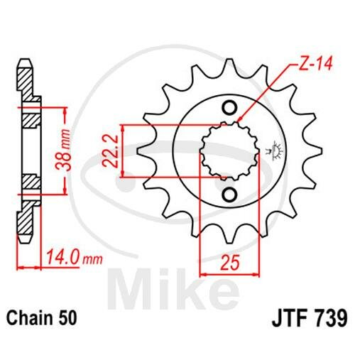 Ritzel 15 Zähne Teilung 530 feinverzahnt Innendurchmesser 22,2/25 mm