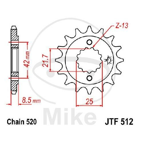 Piñón 13 Dientes División 520 para Kawasaki BJ 250 EN 500 ER 500 GPZ 500 KLE 500