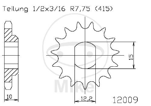 Pignon 11 Dents Division 415 pour Beta Minicross 50 Husqvarna CR 50 SM 50