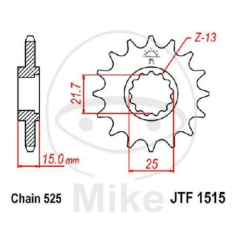 Pignone 15 Denti Divisione 525 per Kawasaki ZX-6R 600 F Ninja