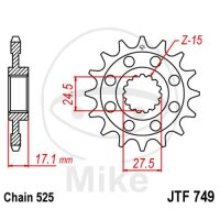 Ritzel 15 Zähne Teilung 525 für Ducati Panigale...