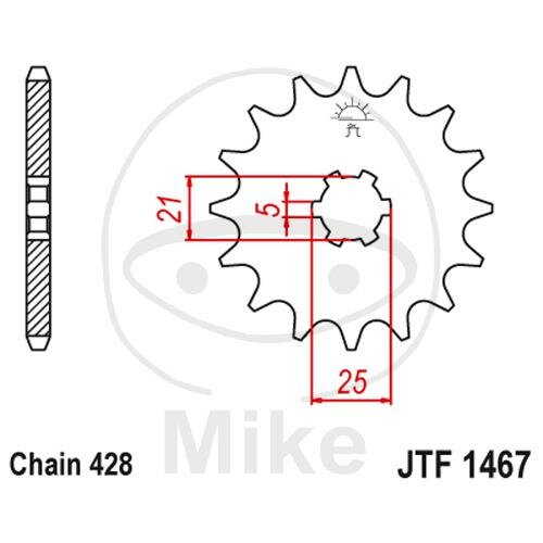 Pinion 13 Tooth Pitch 428 coarse toothed inner diameter 21/25mm