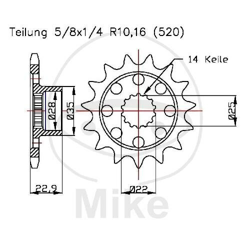 Ritzel 16 Zähne Teilung 520 für MV Agusta Brutale 675 800 F3 800