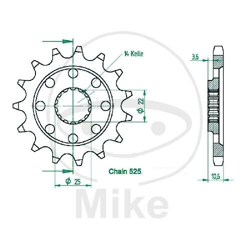 Pignon 14 Dents Division 525 pour MV Agusta Brutale 910 1090 F4 1000 1078