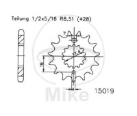 Ritzel 16 Zähne Teilung 428 für MZ/MUZ RT 125...