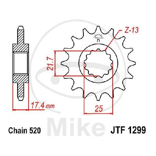 Pignone 14 Denti Divisione 520 per Honda CB 250 F Hornet VT 250 C Magna VTR 250