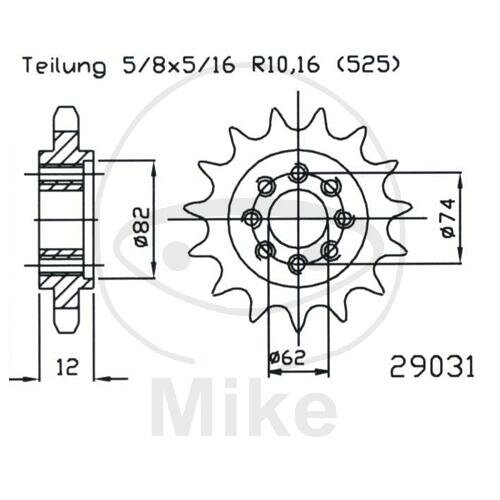 Ritzel 22 Zähne Teilung 525 für Aprilia SRV 850 ie Gilera GP 800