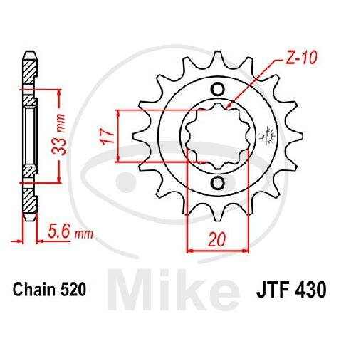 Pinion 14 Tooth Pitch 520 for Kawasaki KX 250 F Suzuki GSX 250 GT 250 RM-Z 250