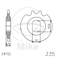 Pignon 15 Dents Division 415 pour Hercules M1 25 Optima...