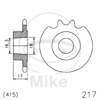 Ritzel 11 Zähne Teilung 415 für Hercules KX-5 50