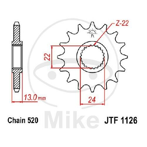 Pinion 16 Tooth Pitch 520 for Aprilia Pegaso 650