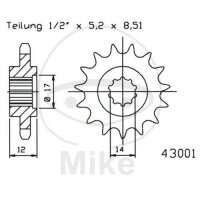 Ritzel 13 Zähne Teilung 420 für Gilera GSM 50