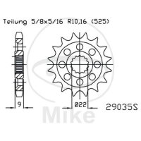 Ritzel 16 Zähne Teilung 525 für Benelli TNT 899...