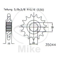 Ritzel 17 Zähne Teilung 530 für MZ/MUZ 1000...