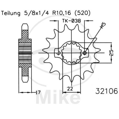 Pinion 15 Tooth Pitch 520 for Ducati Monster 900