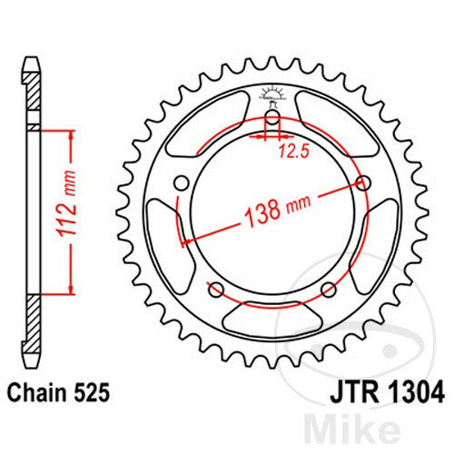 Pignon  38 dents pas 525 112 / 138 pour Honda CBF 600 CBR 650 VT 750